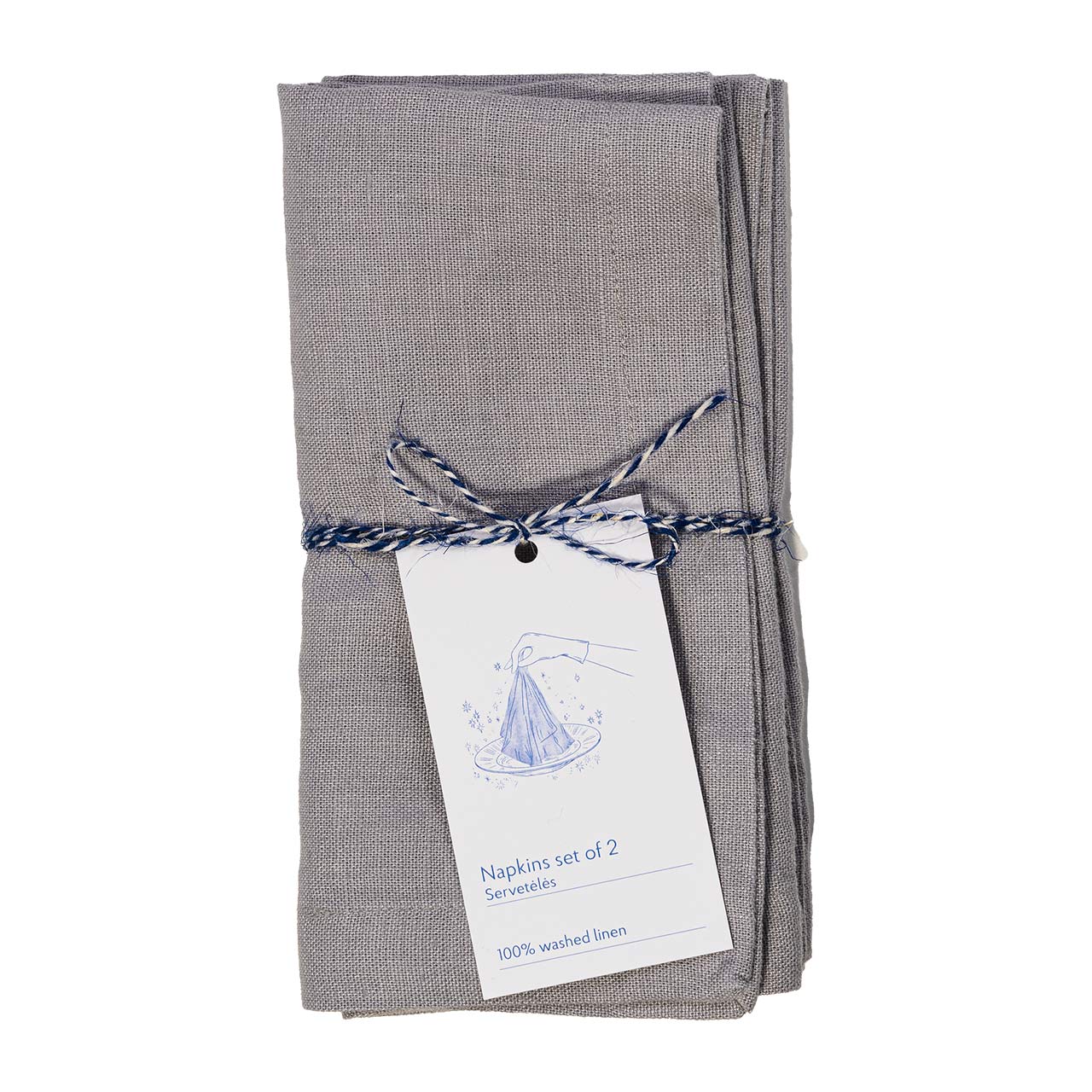 Linen Tales Leinen Servietten Light Grey 2er Set