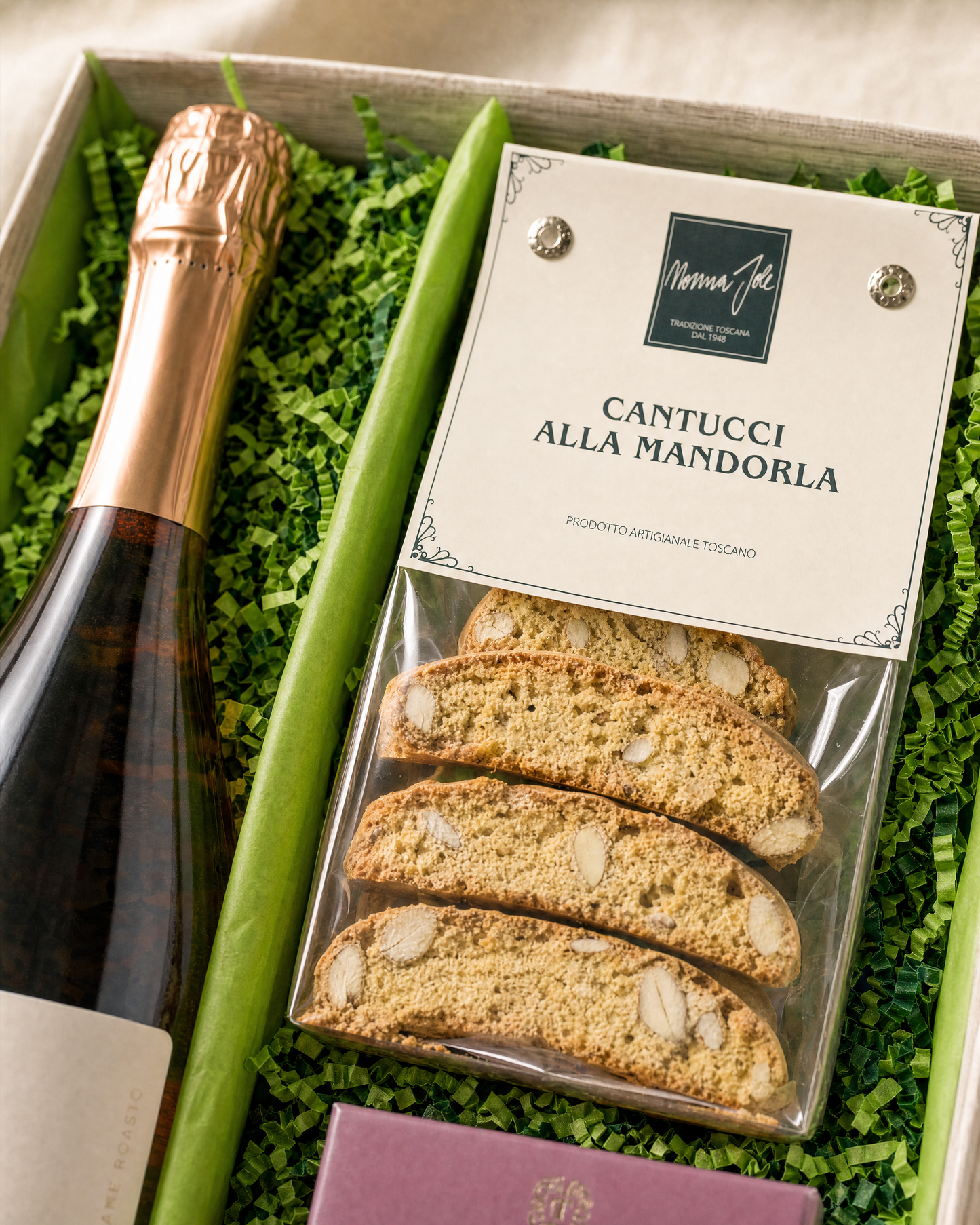 Marabissi Cantucci alla Mandorla im Geschenkkorb Gourmet Geschenk Rosa Dolce Vita