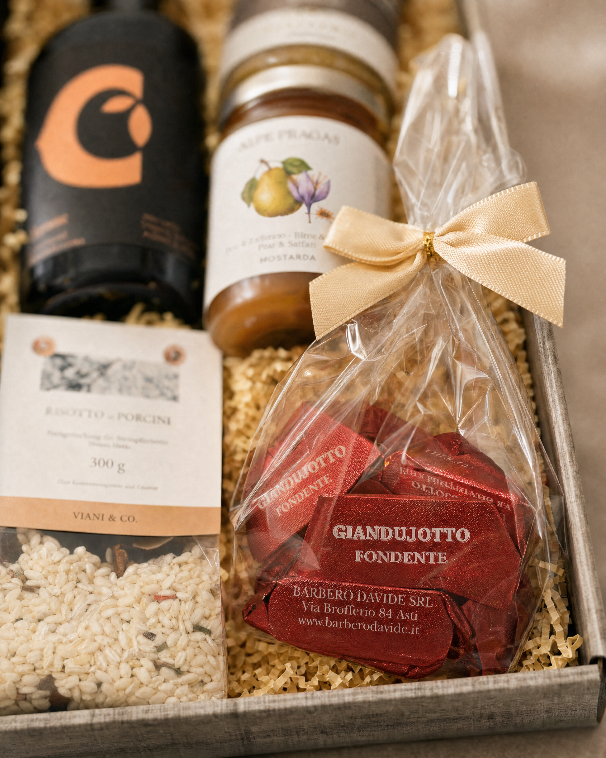 D. Barbero Giandujotti Fondente im Geschenkkorb Grünes Gold