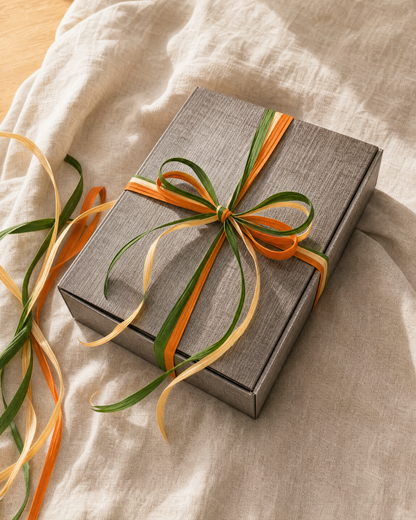 Grünes Gold – Geschenkkorb verpackt mit Schleife