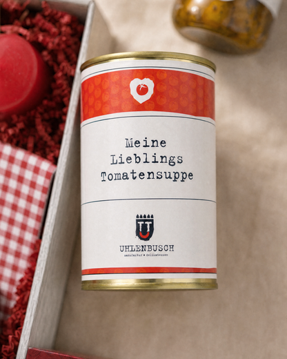 Manufaktur U Meine Lieblings Tomatensuppe im Geschenkkorb Candle Light Dinner