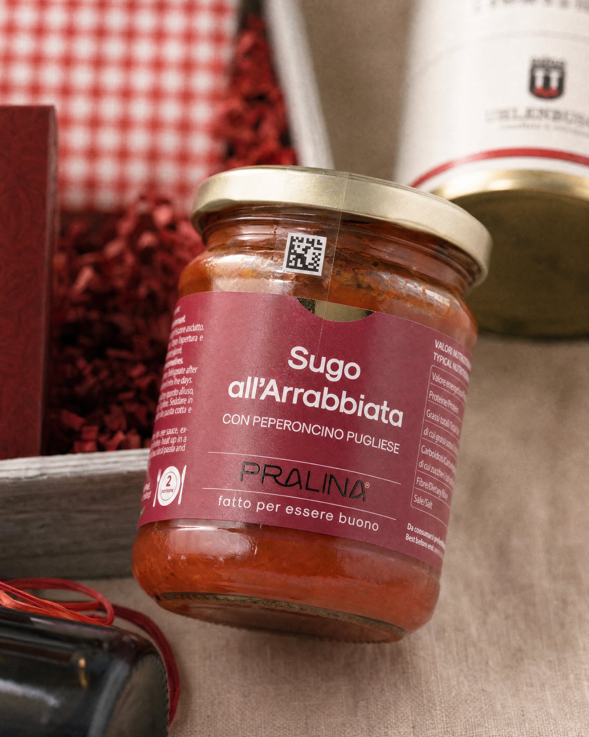Pralina Sugo all'Arrabbiata Tomatensauce im Geschenkkorb Candle Light Dinner