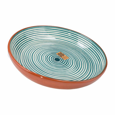 Keramikschale groß – fine stripes teal