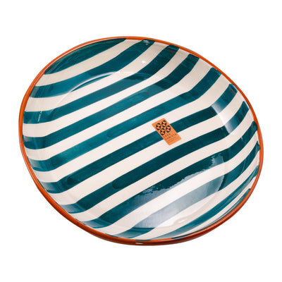 Keramikschale groß – bold stripes teal