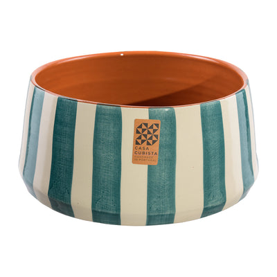 Keramikschale hoch – bold stripes teal