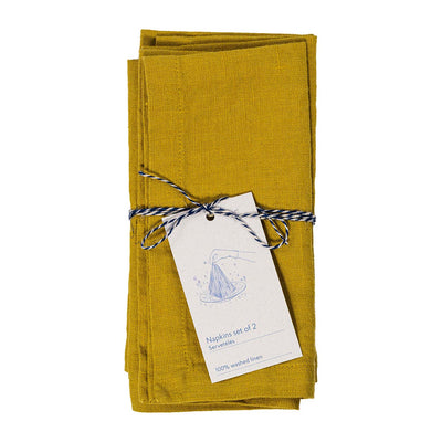 Leinen Servietten – Lemon Curry – 2er Set