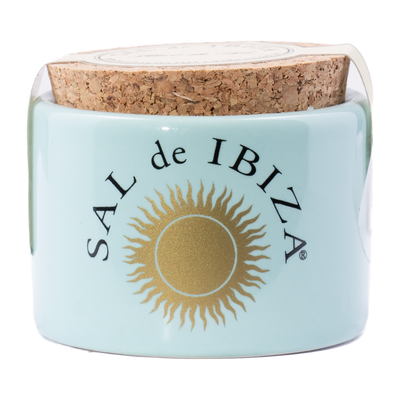 Fleur de sel in a mini ceramic pot
